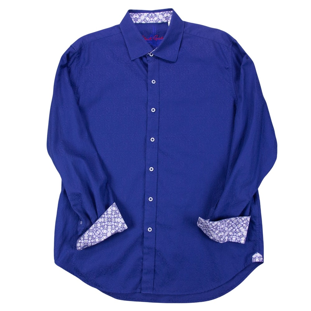 Robert Graham Mens XL Classic Fit LS Flip Cuff Cotton Shirt Paisley Blue - Picture 3 of 14